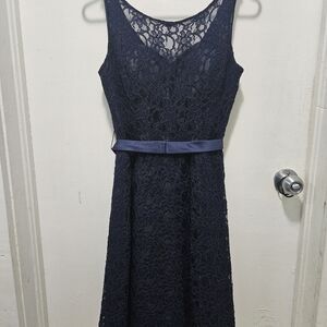 MARINA Navy Lace Midi Dress